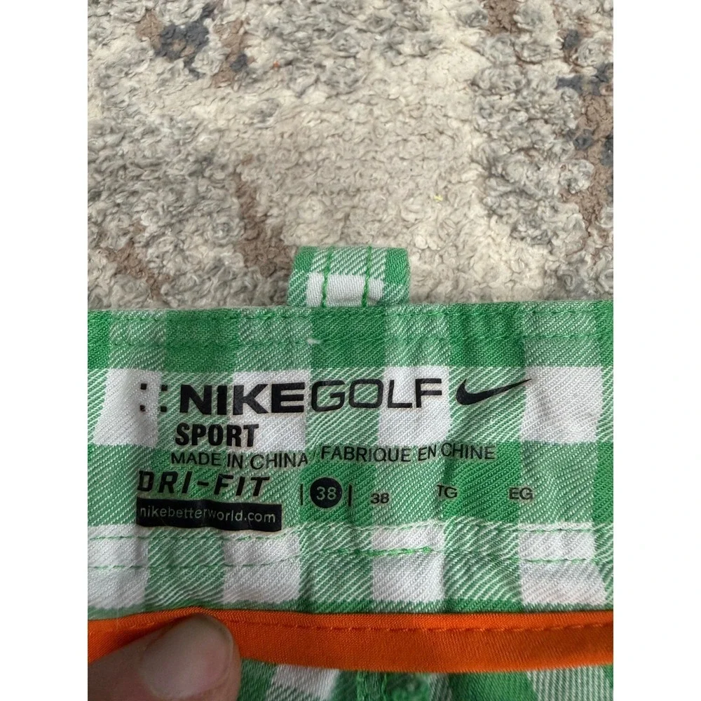 Nike Golf Mens Green Gingham Dri-FIT‎ Cargo Shorts 38 Plaid 452715-317